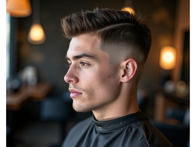 Client with a fresh, sharp high fade haircut